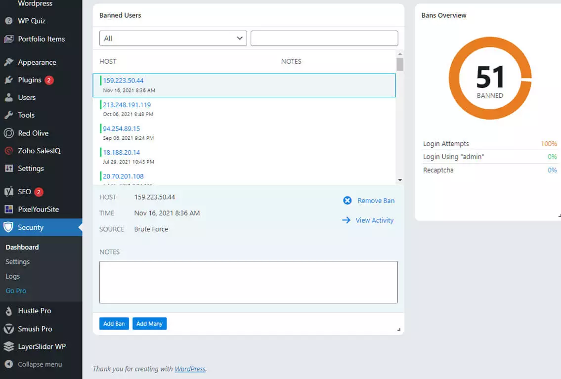 wordpress dashboard
