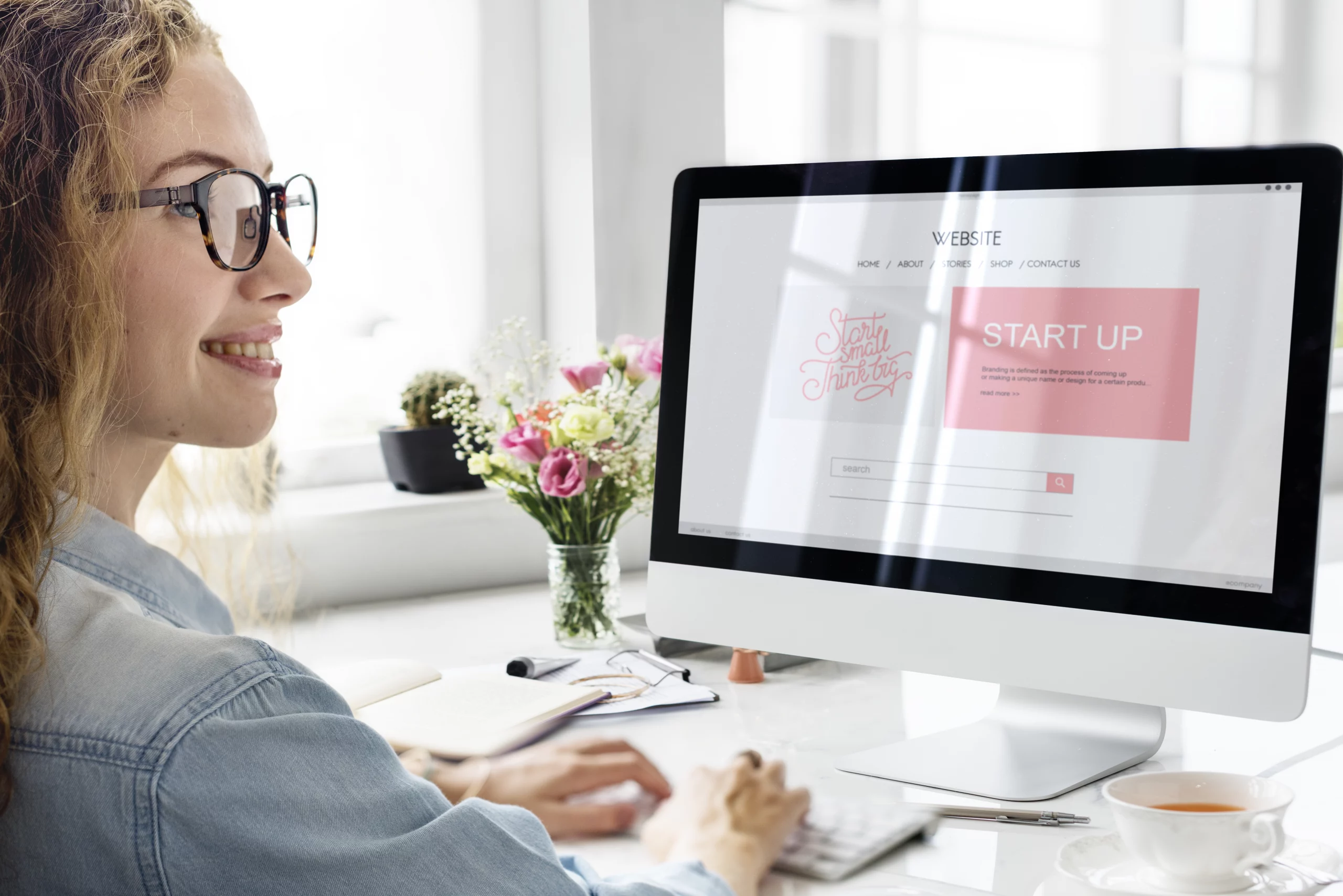 woman building a website
