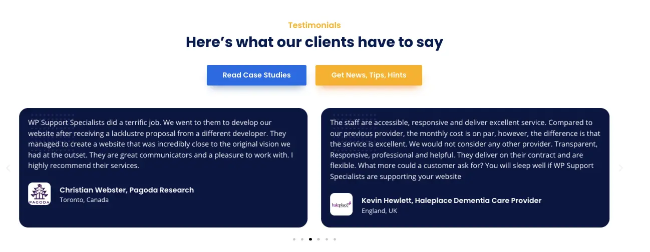 WPSS testimonials